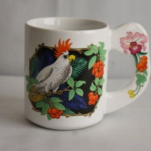 Vintage Parrot Mug Tiki Retro Flat Handle Bird Cof